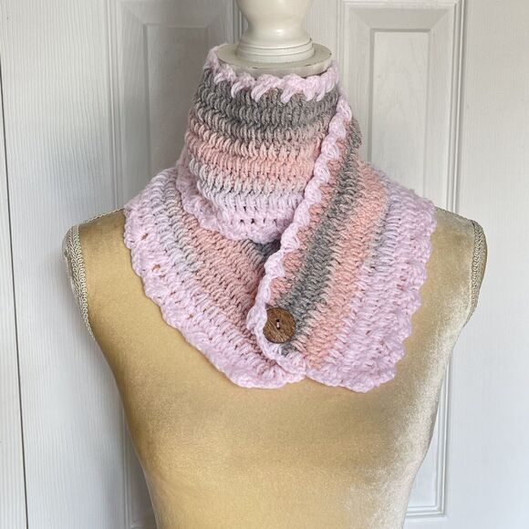 Crochet Cable Knit Scarf Shawl Neck Multicolor Warmer Scarf - Picture 12 of 13